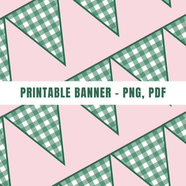 Printable Masters Theme Banner | Green Gingham Party Decorations | Golf Watch Party, Birthday Party, Retirement Party Decor