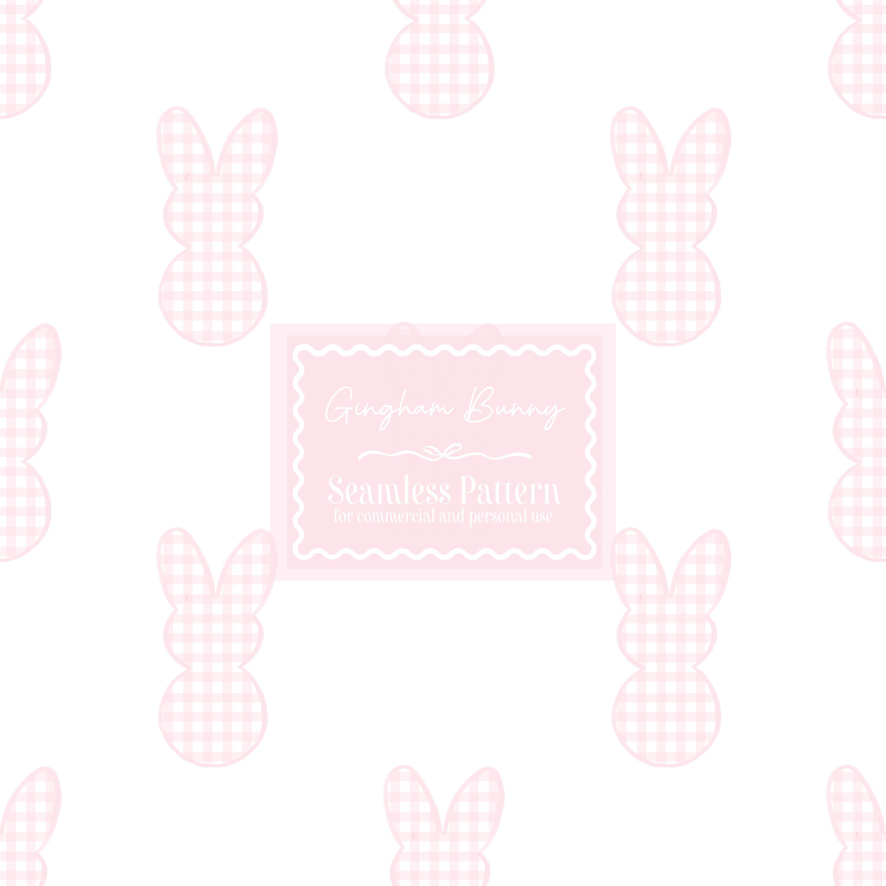 Seamless Pink Gingham Bunny Pattern | Commercial Use, Easter Rabbit ...
