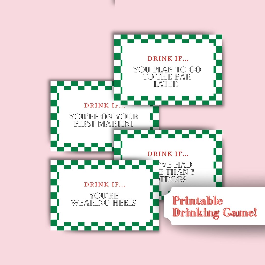 24 Weenies and Tinis Printable Drinking Game Cards, Party Games