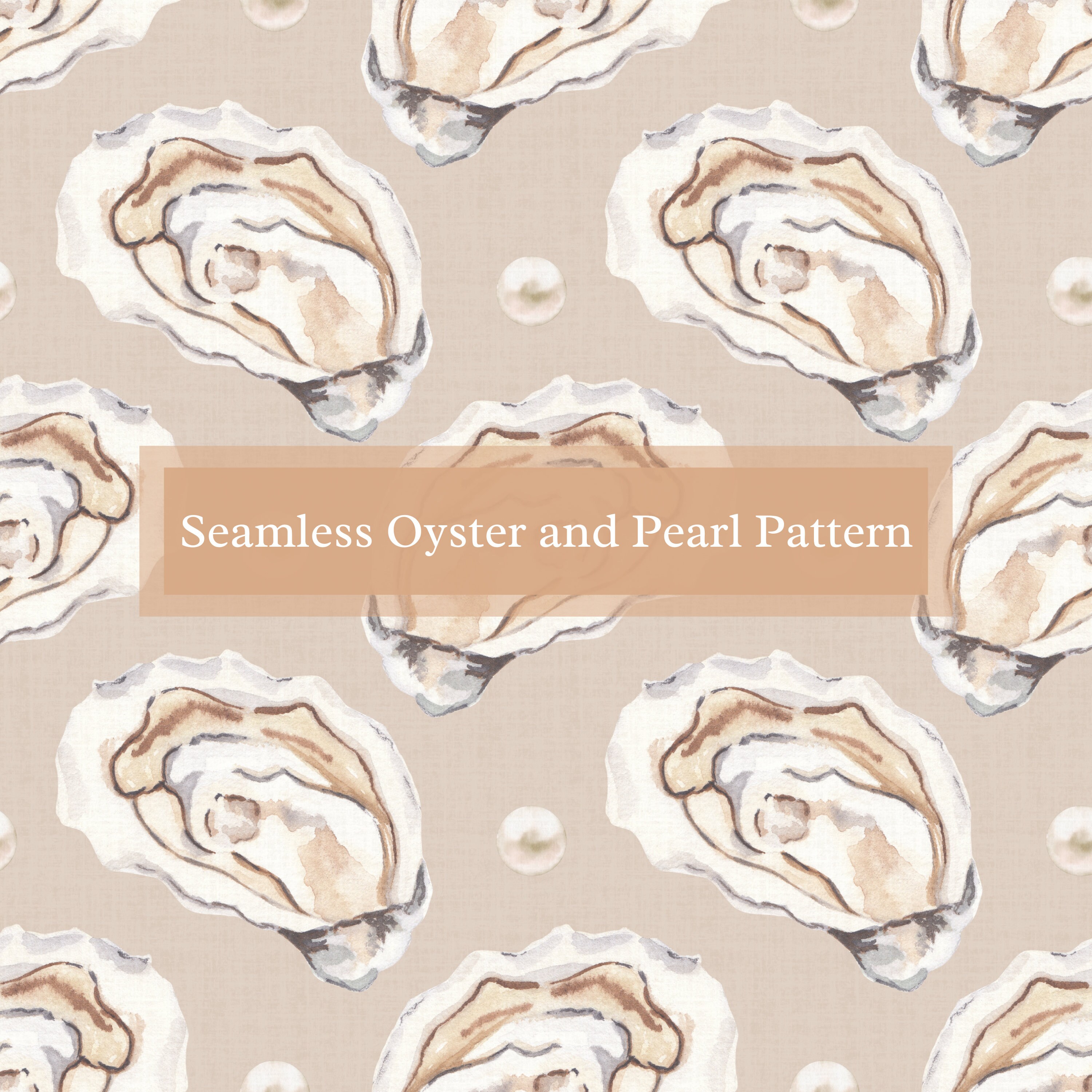 Seamless Oyster and Pearls Digital Pattern | Instant