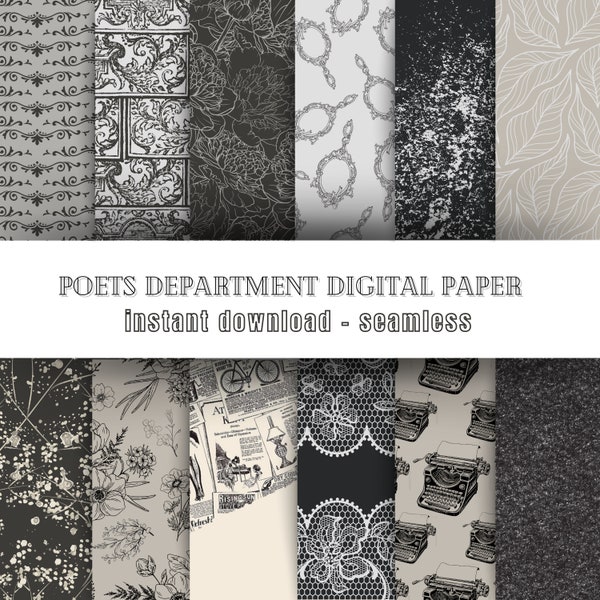 Tortured Poets Digital Paper Bundle | Instant Download, Printable Crafting, Scrapbooking, Project Paper | Seamless Designs and Patterns