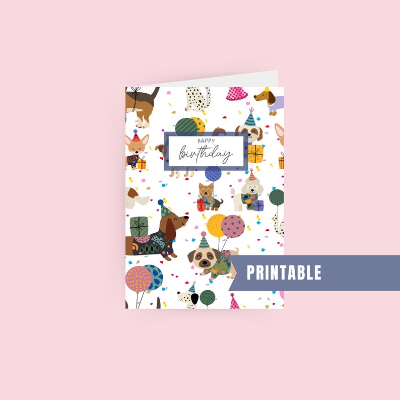 Printable Dog Birthday Card | Instant Download, Blank Card for Dog ...