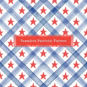 Seamless Patriotic Watercolor Pattern | Red, White and Blue | Memorial Day, 4th of July Paper for Crafting, Decor, Designs, Backgrounds