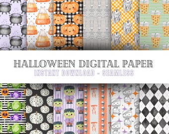 Peut inclure: Un ensemble de 10 papiers numériques sur le thème d'Halloween. Les papiers comprennent des motifs de citrouilles, de maïs sucré, de fantômes, de crânes, de momies et plus encore. Les papiers sont parfaits pour l'artisanat, le scrapbooking et autres projets créatifs. TÉLÉCHARGEMENT INSTANTANÉ - SANS COUTURE