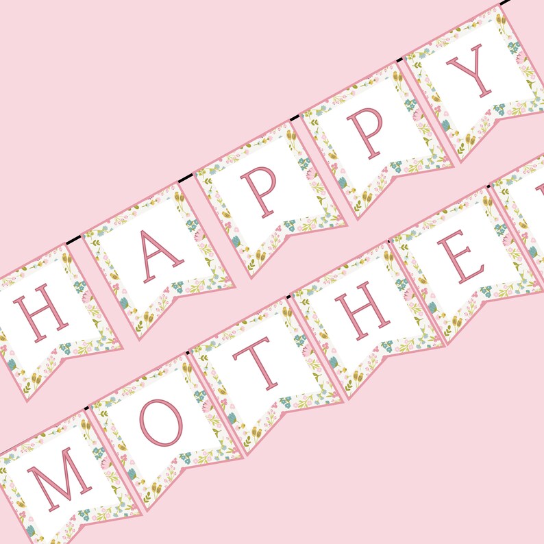 Printable Mother's Day Banner Instant Download Happy Mother's Day Floral Banner Mother's Day ...
