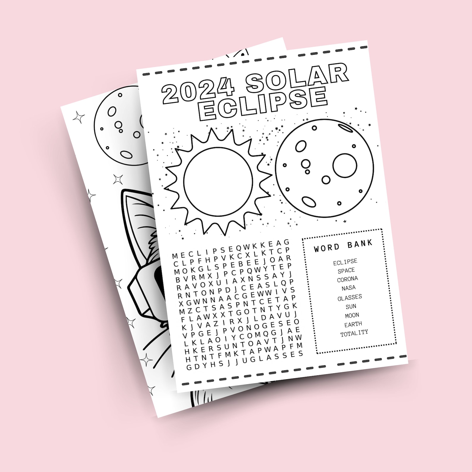 Printable 2024 Total Solar Eclipse Coloring Activity Sheets | Word ...