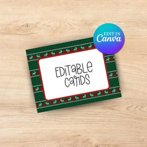 Etichette alimentari modificabili per maglioni natalizi / Stampabili, decorazioni personalizzate per feste con brutti maglioni natalizi, biglietti da visita, decorazioni da tavolo / cartelli