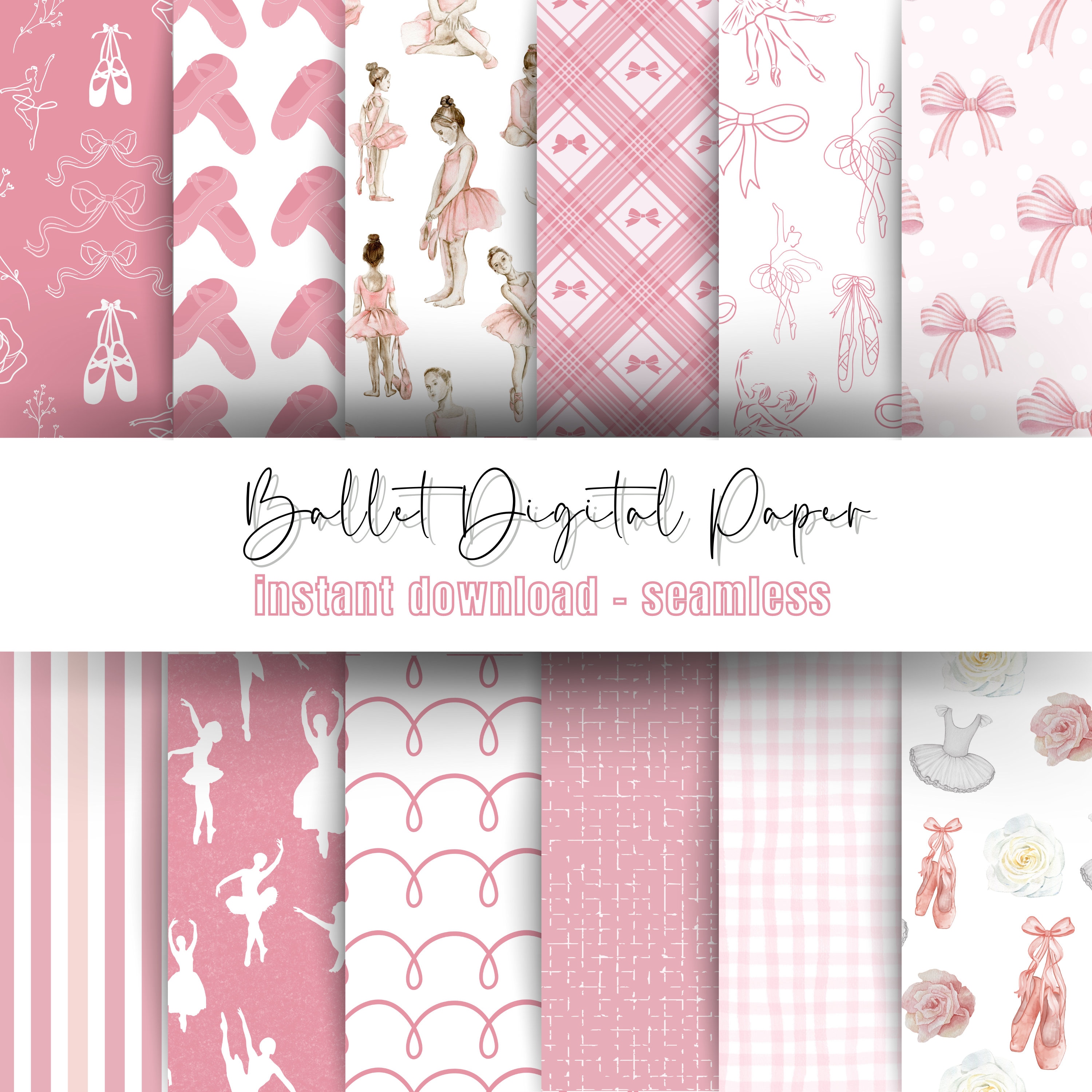 Ballerina Digital Paper for Scrapbooking, Journaling, Vision Boards, Wallpapers | Instant Download and Printable Ballet Craft Paper