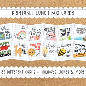 Cartes, lettres et notes imprimables pour boîte à lunch pour enfants | PDF, PNG | Retour à l'école | Activités pour les fêtes et fêtes pour les enfants, étiquettes, cadeaux