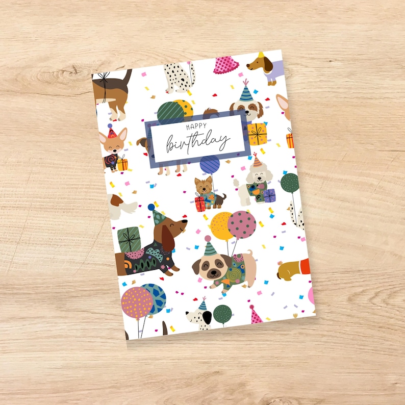 Printable Dog Birthday Card | Instant Download, Blank Card for Dog ...