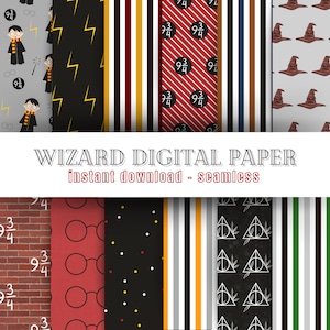 Seamless Wizard Theme Digital Paper | Instant Download, Printable Crafting Paper, Scrapbooking, Digital Crafts, Patterns, Designs, Wallpaper