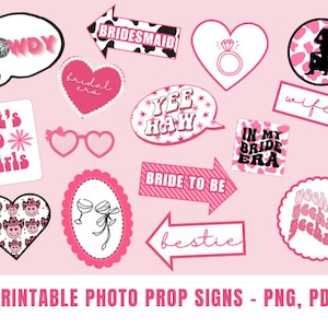 Printable Disco Cowgirl Photo Booth Props | Picture Props, Signs, Decor for Bachelorette Party | Howdy, Nashville, Last Bash in Nash, Austin