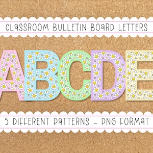 Floral - Smiley Face Bulletin Board Letters | Pastel Classroom Colors | Printable Letters for Classroom Decorations, Teachers, School