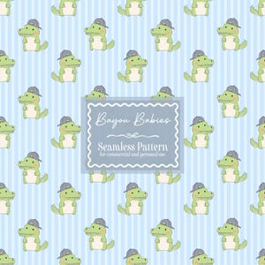 Seamless blue gator pattern | Commercial use, Grand millennial, alligator, southern, sibling matching, boys prints