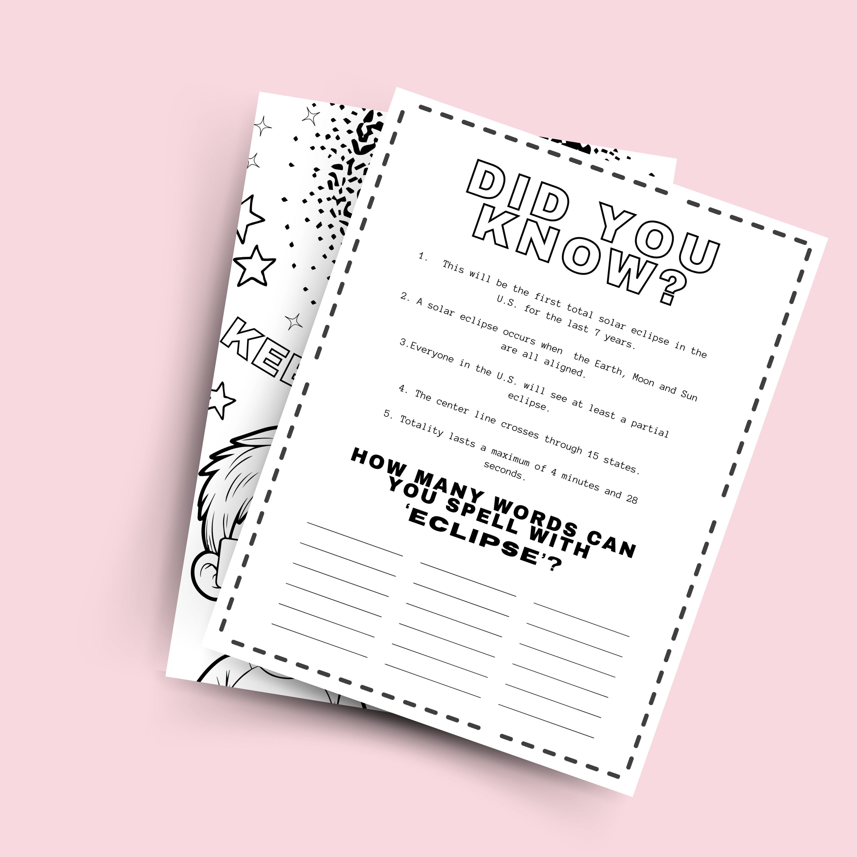 Printable 2024 Total Solar Eclipse Coloring Activity Sheets | Word ...