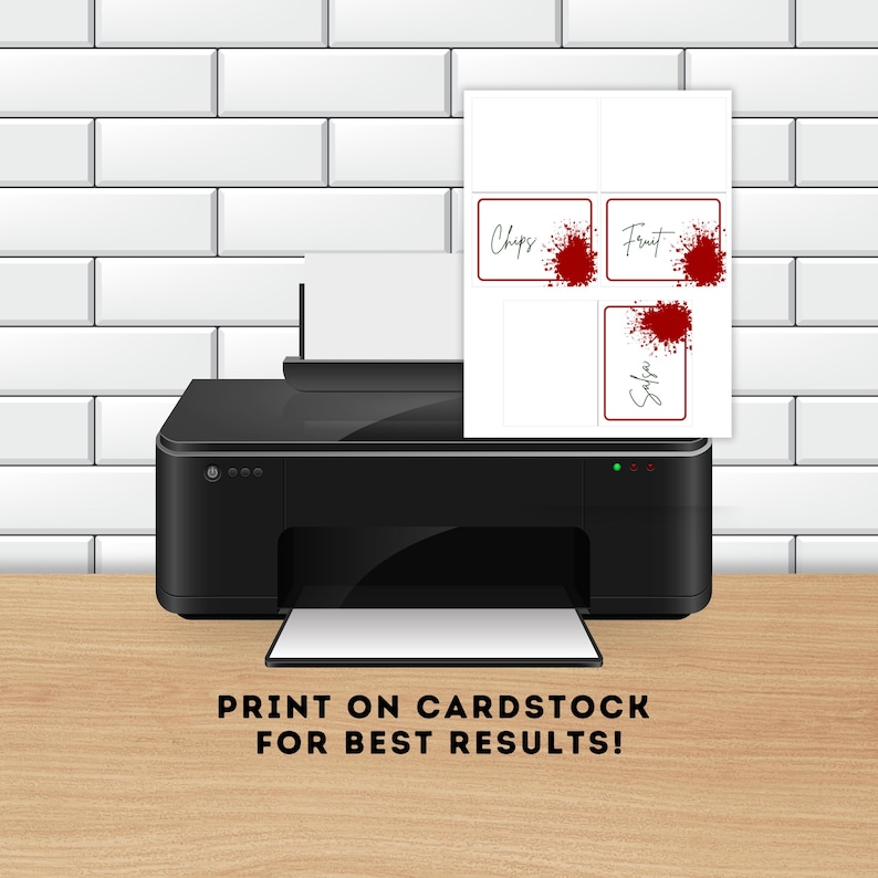 Editable Blood Splatter Food Labels, Name, Table Cards | Printable ...