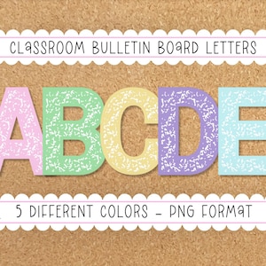 Druckbares Kompositionsbuch Pastell Bulletin Board Letters, PNG | Sofort Download Buchstaben | Klassenzimmer Dekoration für Lehrer, Schule, Basteln
