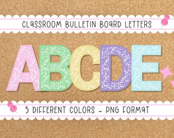 Printable Composition Book Pastel Bulletin Board Letters, PNG | Instant Download Letters | Classroom Decor for Teachers, School, Crafting