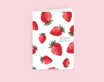 Printable Strawberry Birthday Card | Instant Download Berry First Birthday Card for One Year Old | Summer Themed Birthday Card | Berry Sweet