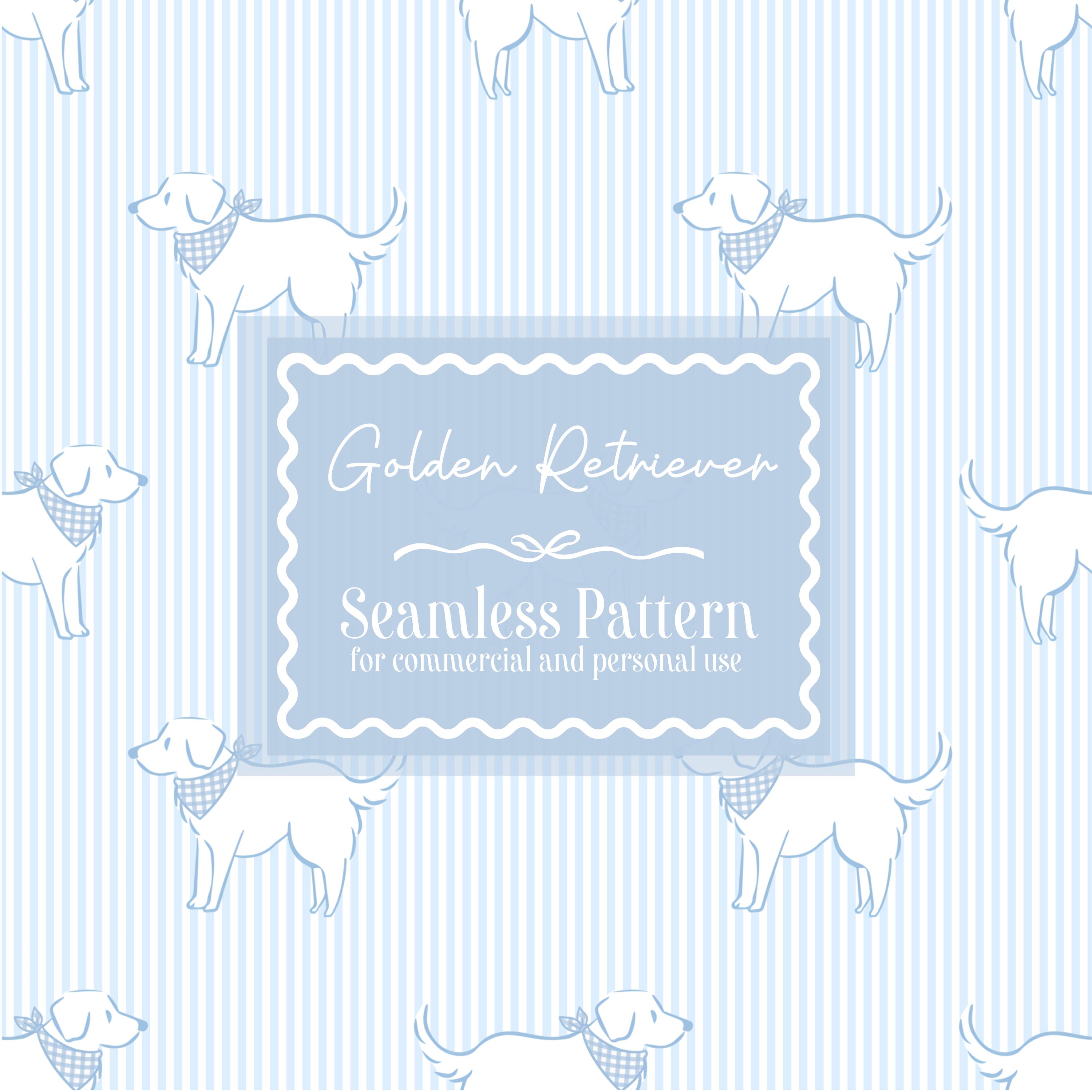 Seamless Blue Golden Retriever Pattern | Repeating Pattern, Digital ...