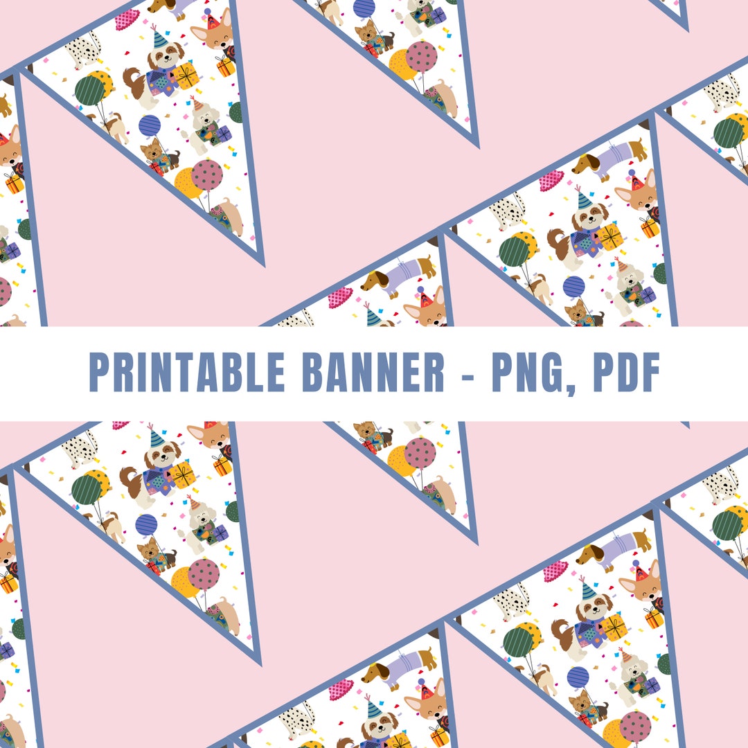 Printable Dog Birthday Banner Instant Download Birthday Party