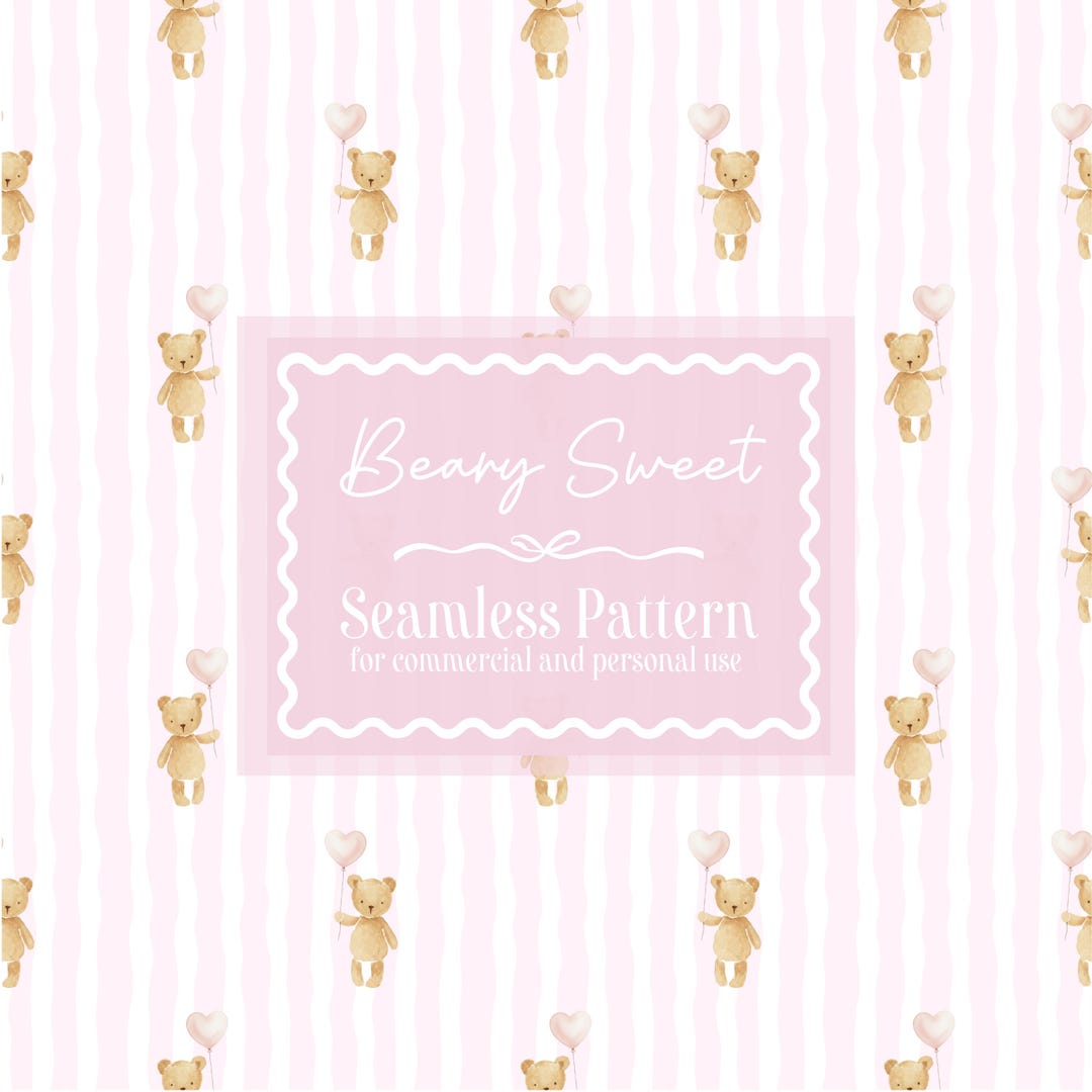 Seamless Valentine's Day Teddy Bear Pattern | Baby Shower, Sibling ...