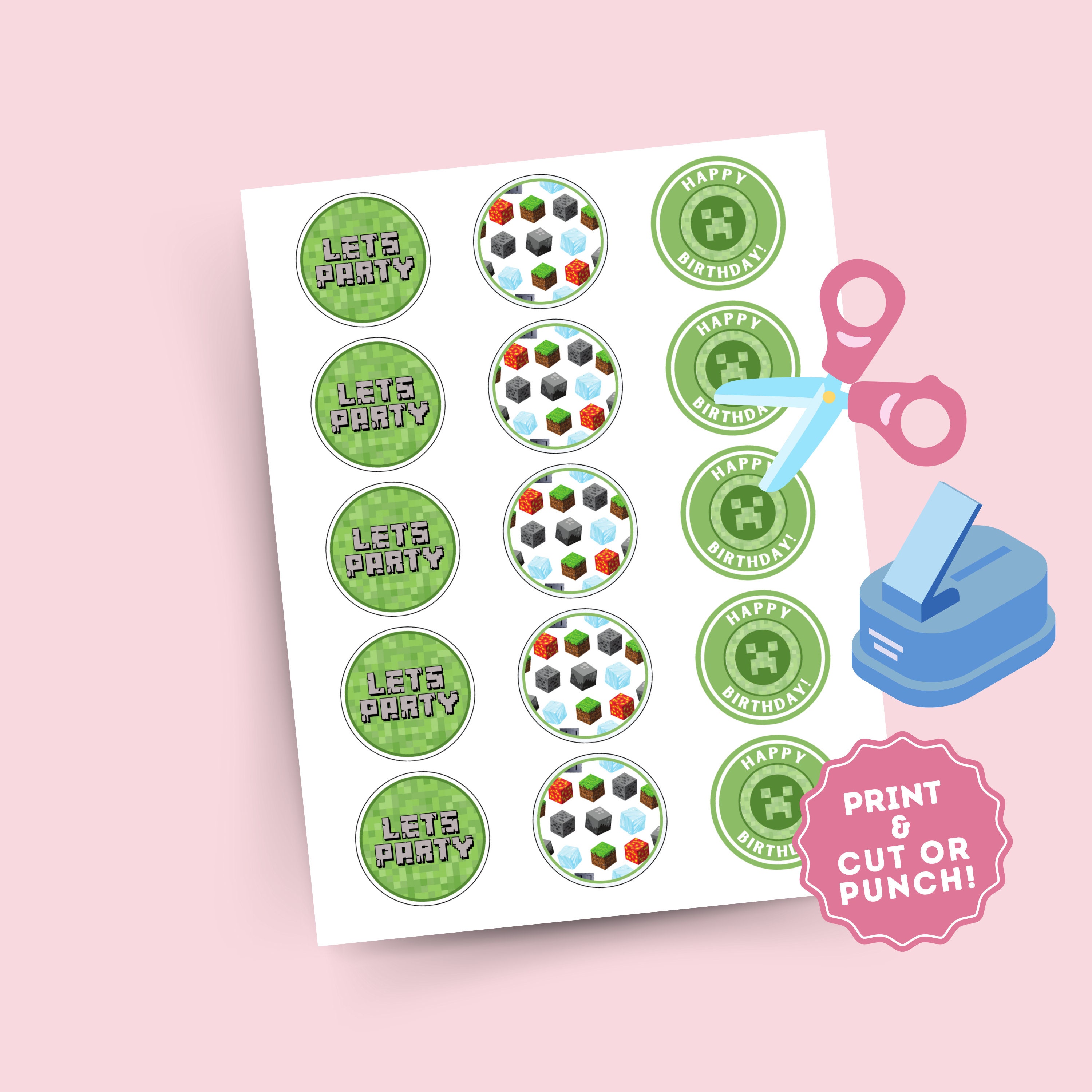 Mining Party Cupcake Toppers