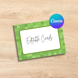 étiquettes d'aliments personnalisées Secteur minier, cartes de visite | Décorations de fête d'anniversaire sur le thème du jeu vidéo minier imprimables pour enfants | Décoration de pixels