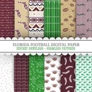 Seamless Florida Football Digital Paper Bundle | Printable Patterns for Custom Crafts | Commercial Use, University, College, State