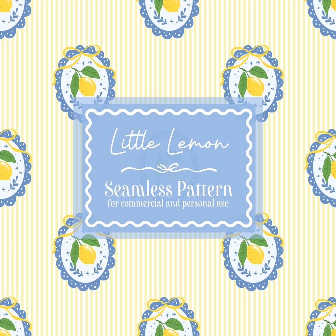 Seamless Lemon Pattern | Blue, Yellow, Sicilian Lemons | Digital Paper ...