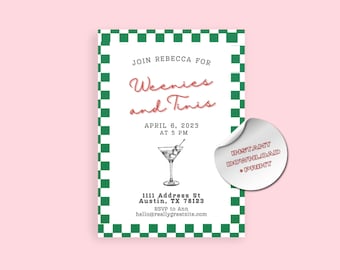 Weenies and Tinis Party Invitation Template | Instant Download Invitation | Tinis and Weenies Party | Bachelorette Party | Birthday Party