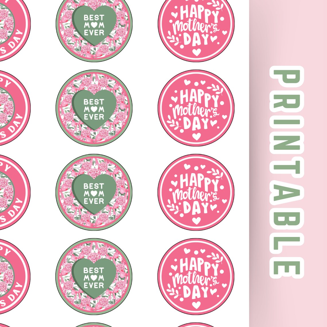 Printable Mother's Day Cupcake Toppers | Instant Decorations, Gifts for ...