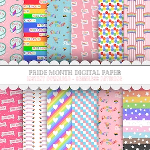 Papier numérique transparent pour le Mois de la fierté | Modèles sans couture, Papiers imprimables pour travaux manuels personnalisés, Scrapbooking, Arc-en-ciel, Gay | Utilisation commerciale