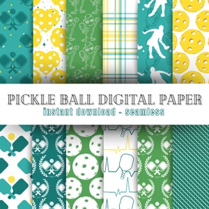 Seamless Pickle Ball Digital Paper Bundle | Instant Download, Printable, Pickleball Lover, Player Patterns, Wallpaper, Background for Crafts