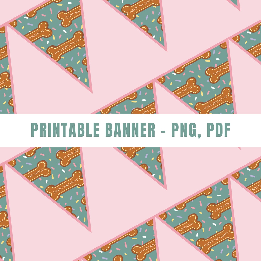 Printable Dog Birthday Banner Instant Download Birthday Party
