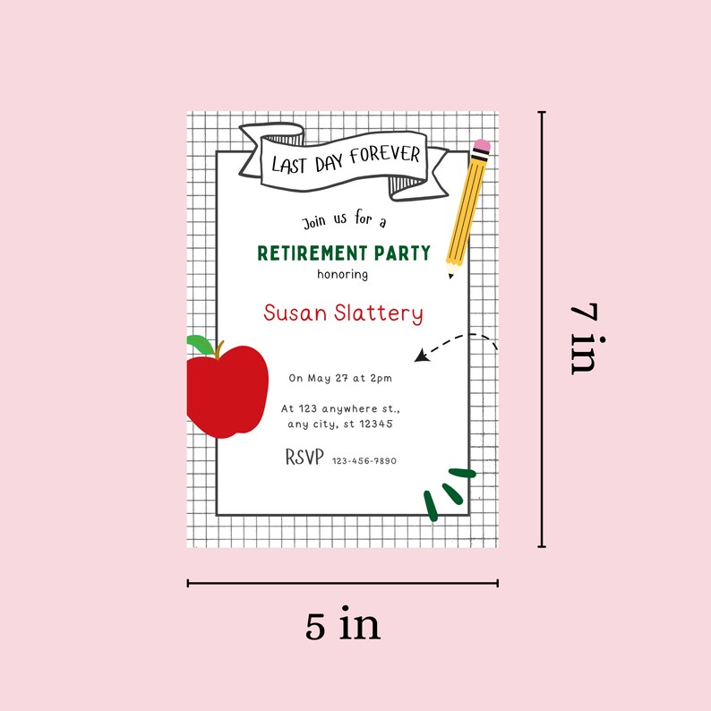 Editable Teacher Retirement Party Invitation Instant Download, Custom ...