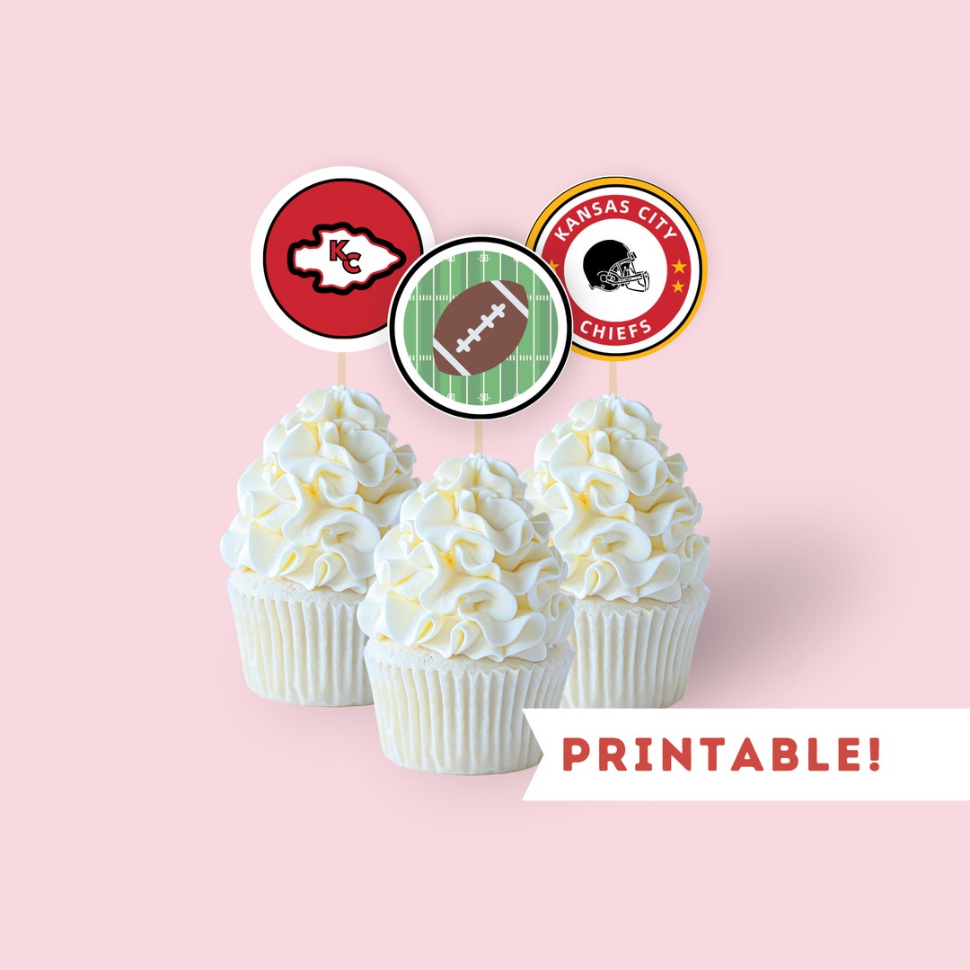 Imprimible Kansas City Chiefs 2024 Super Bowl Cupcake Toppers ...