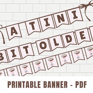 Printable &#39;A Tini Bit Older&quot; Birthday Banner | Pink Espresso Martini-Themed Birthday Decorations | Martini and Bow Adult Birthday Party