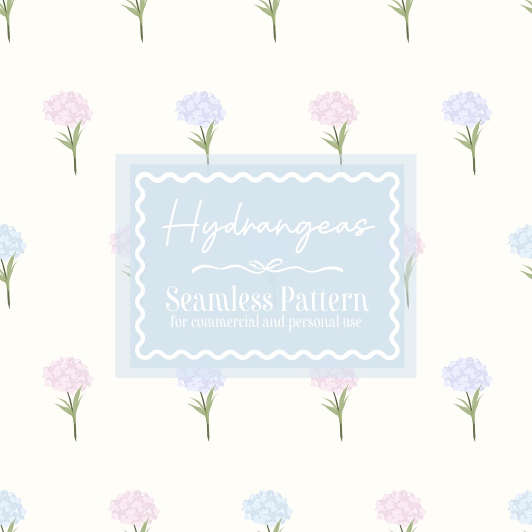 Seamless Watercolor Hydrangea Pattern | Blue, Purple, Pink Floral ...