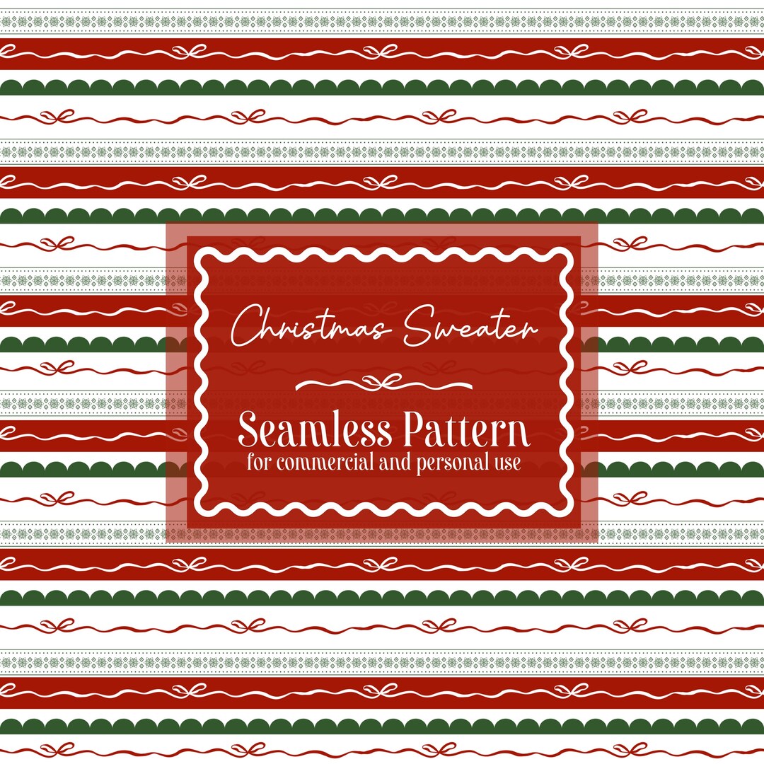 Seamless Classic Christmas Sweater Digital Pattern | Digital Paper, Red ...