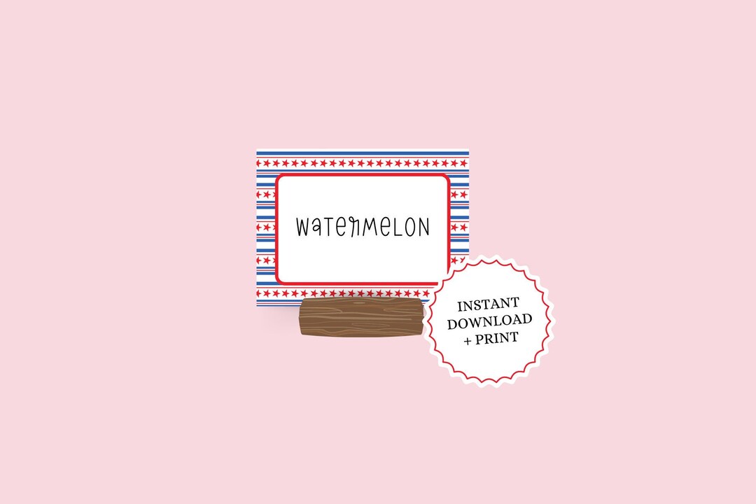 Printable Patriotic Name Cards, Table, Food Labels | Instant Download 4th of July, Red White and ...