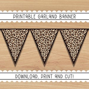 Printable Leopard Print Banner Garland | Cheetah Print Party Decorations | Safari Birthday | Animal Print Classroom Decor | Jungle Theme