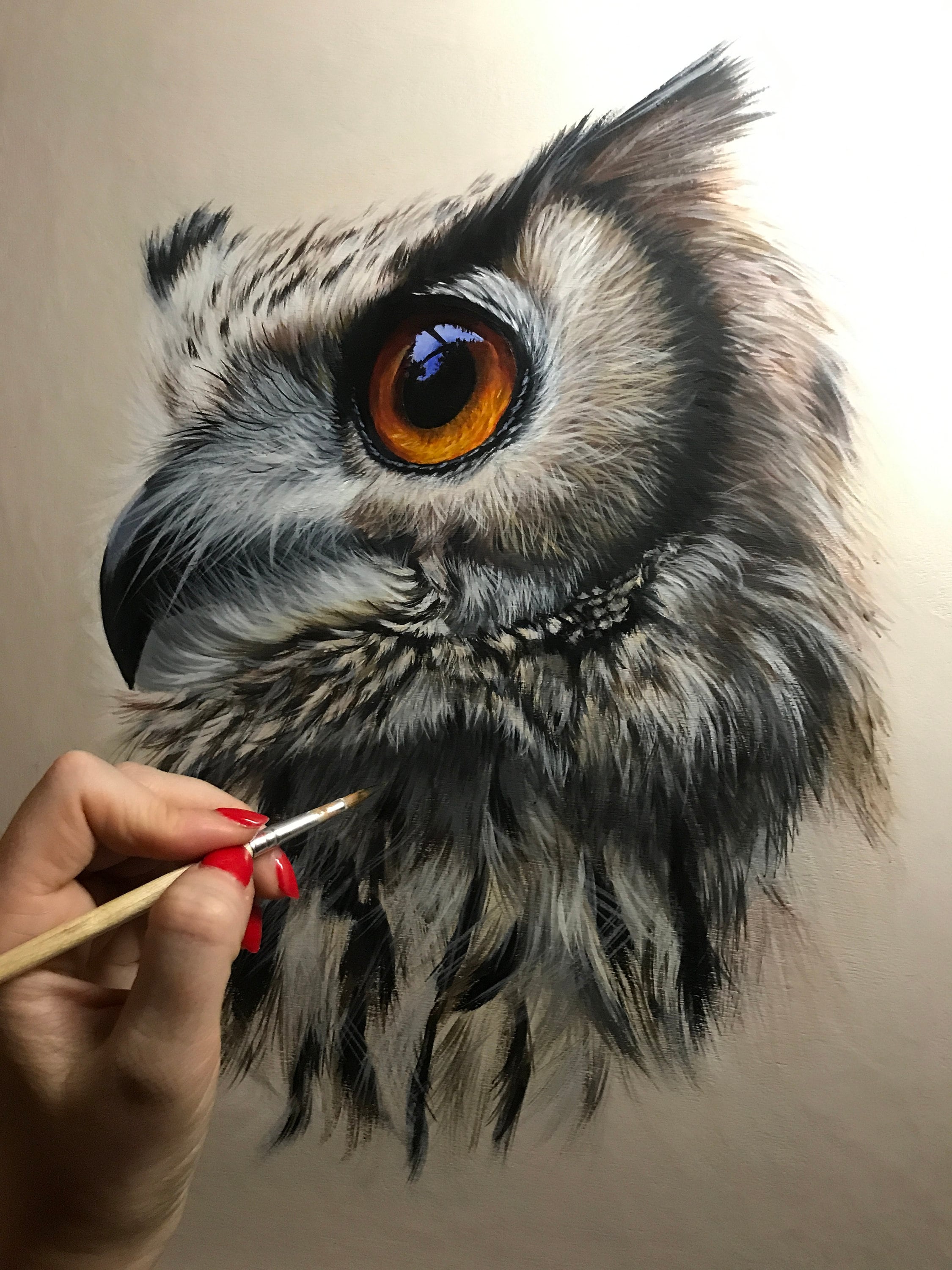 Original Owl Painting Owl Picture Acrylic Painting on - Etsy UK