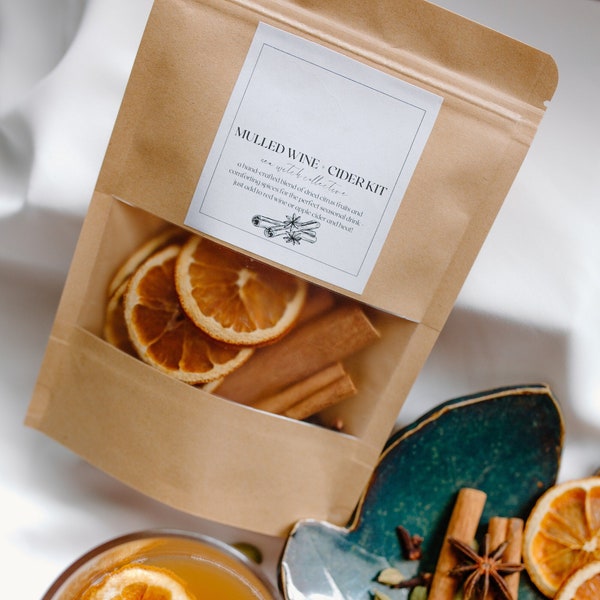 Mulled Wine + Apple Cider Kit | Mulling Spices with Dried Oranges | Winter Spice Blend | Valentine’s Gift | Hand-Crafted Spice Blend