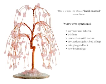 Crystal Willow Trees  | Rose Quartz Crystal Tree (8.5") |  Tree of Love | Holiday Gifts for Women, Girls, Artists