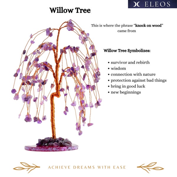 Crystal Willow Trees  | Amethyst Crystal Tree (8.5") | Tree of Protection | Holiday Gifts for Women, Girls, Artists