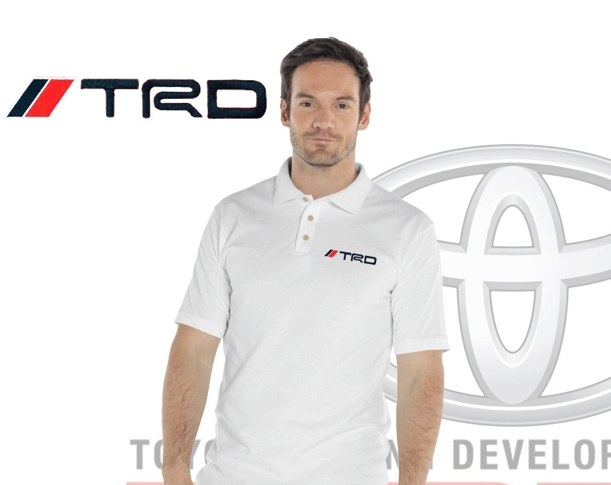 Trd Toyota Logo Embroidery Fitted Solid Colors Polo Shirt