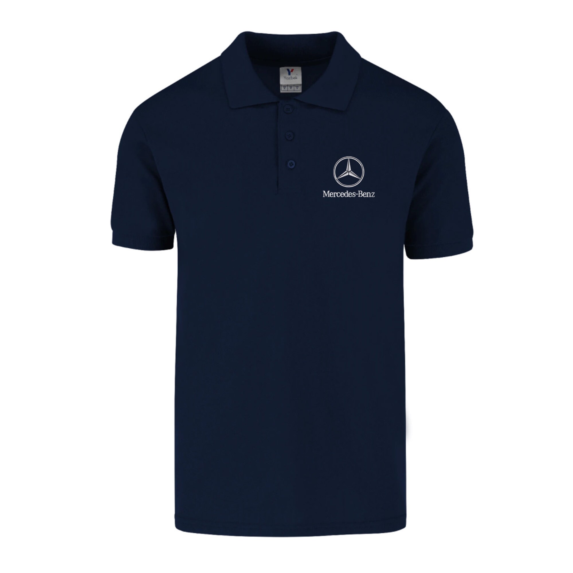 Mercedes Benz Logo Polo Embroidery Shirt Men Fitted Solid Colors Cotton