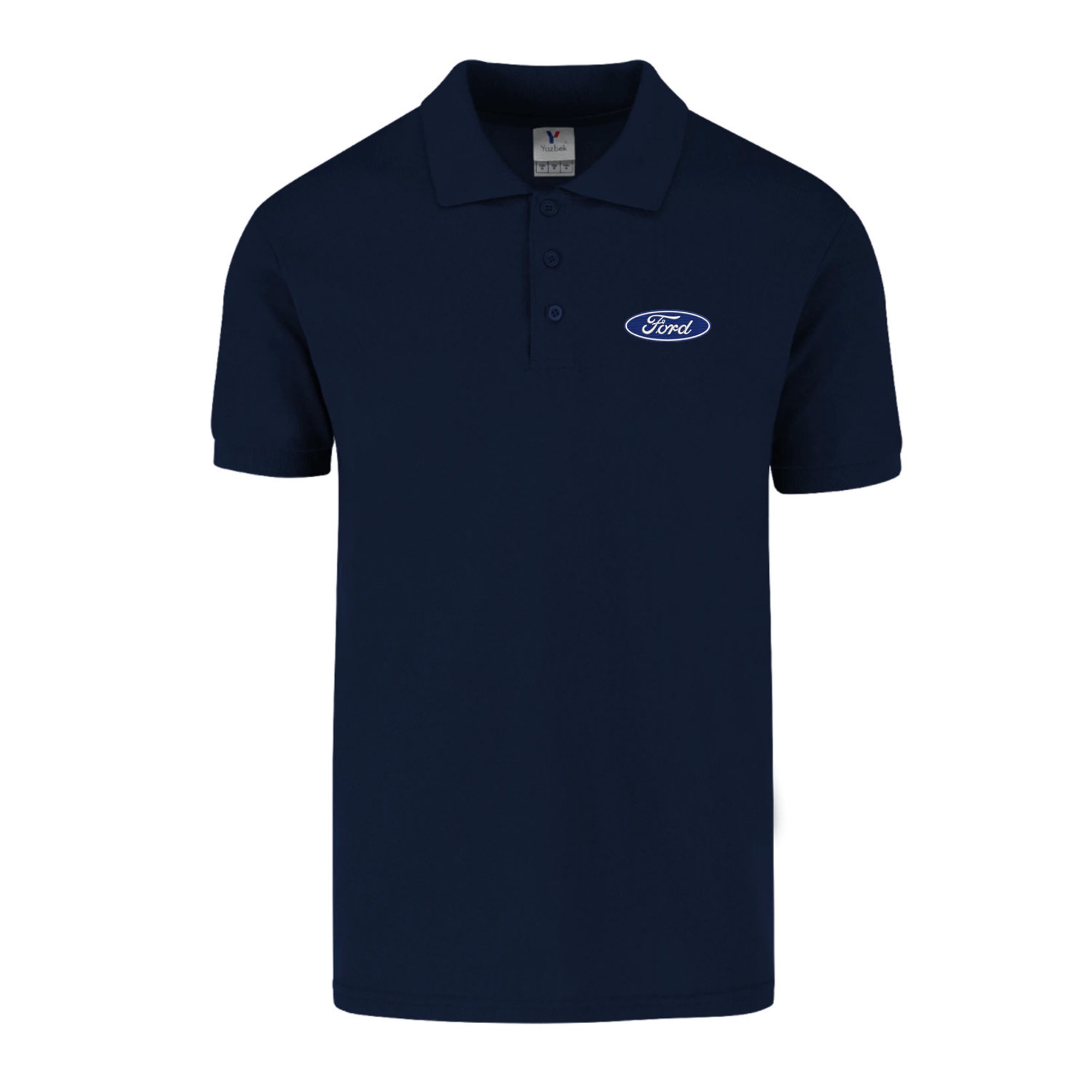 Ford Logo Polo Embroidery Shirt Men Fitted Solid Colors Cotton