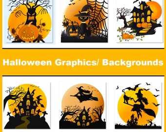 Halloween Backgrounds. Set of 6 Halloween Backgrounds, Halloween Graphics, Halloween Clipart, Halloween SVG